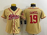 Women's San Francisco 49ers #19 Deebo Samuel Gold With Patch Cool Base Stitched Baseball Jersey,baseball caps,new era cap wholesale,wholesale hats